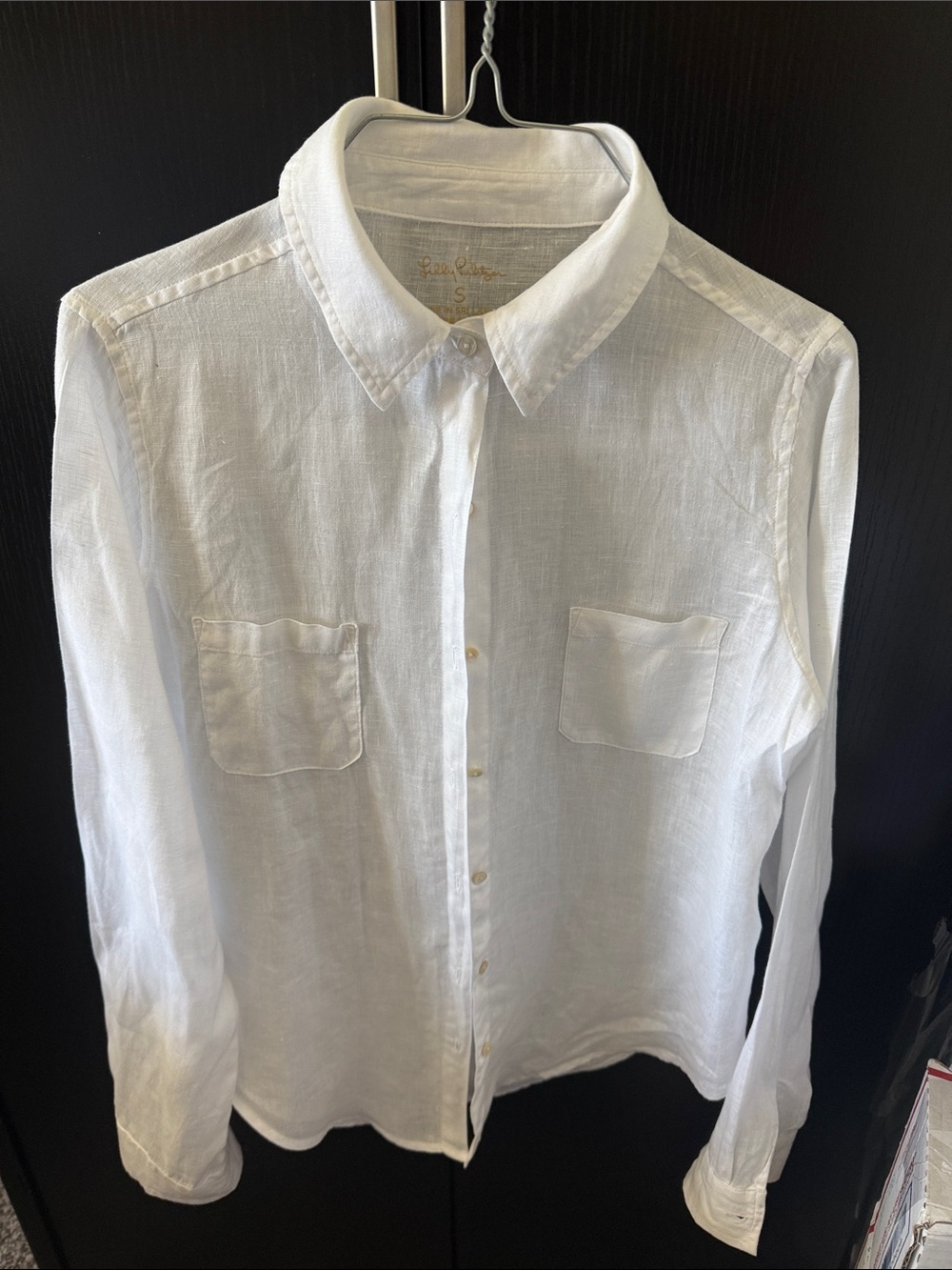 Lilly Pulitzer White Linen Button-Down Shirt